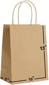 Kraft Paper Shopping Bag w/ Handles, 10" x 5" x 13" - Bundle of 250