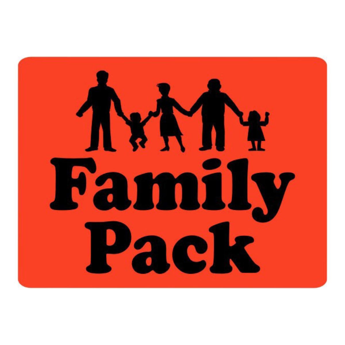 Bollin Label 10053 - Family Pack (w/ People) Black on Red 1.5 in. x 2.0 in. - Roll of 1000