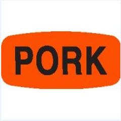 Bollin Label 12167 - Pork Short Oval Black on Red - Roll of 1000
