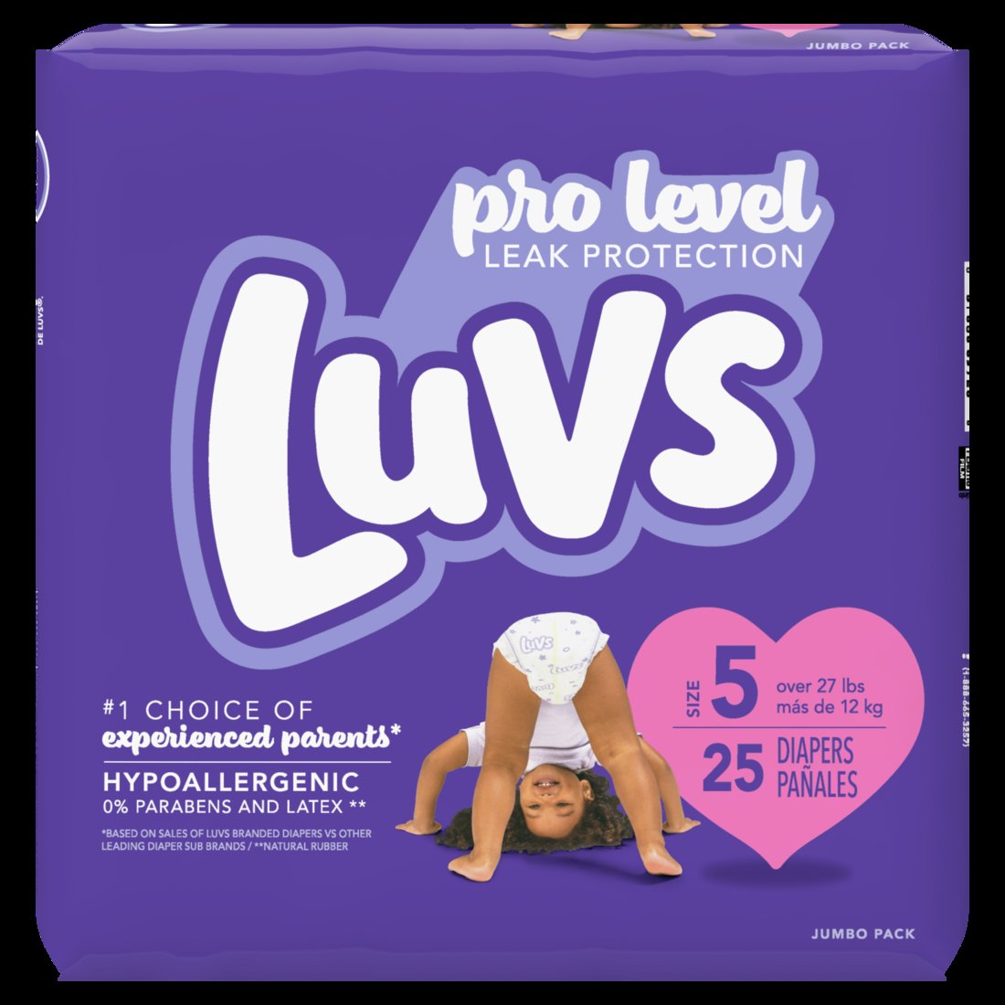 Baby Diapers Luvs Pro Level Leak Protection Size-5 25Ct - Case of 4 Packs