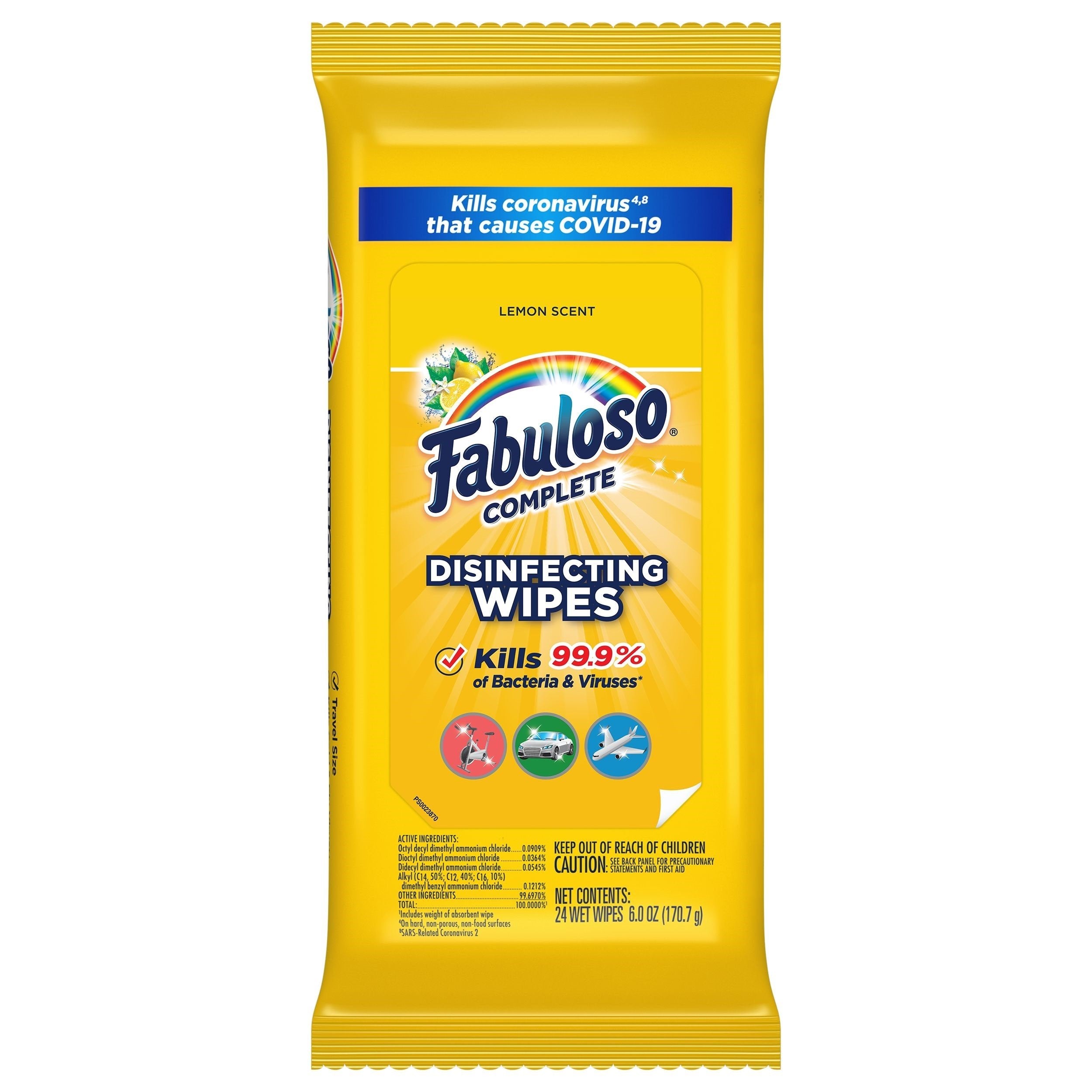 Fabuloso - Disinfecting Wipes, Lemon Scent, 24 Count - Case of 12