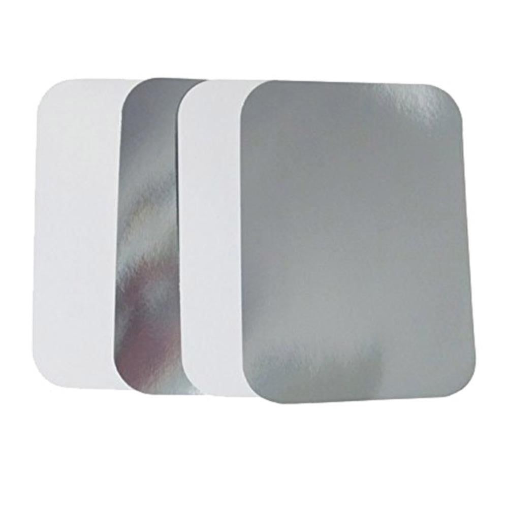 Durable Packaging - Flat Lid for 5lb Oblong Pans White/Silver - Case of 250