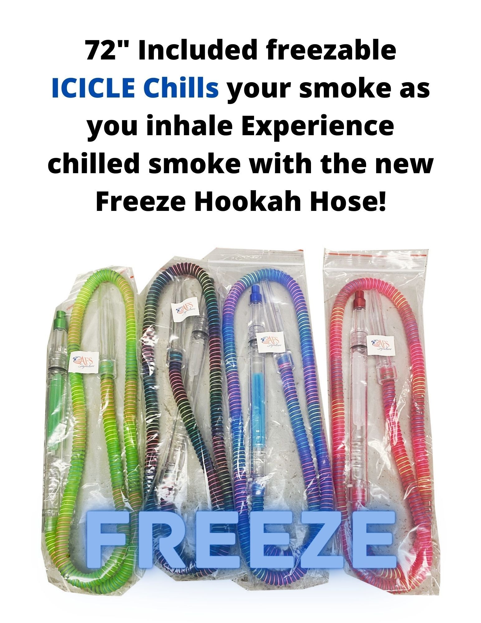Hookah Hose 72" Assorted Colors Freezable 25/Cs
