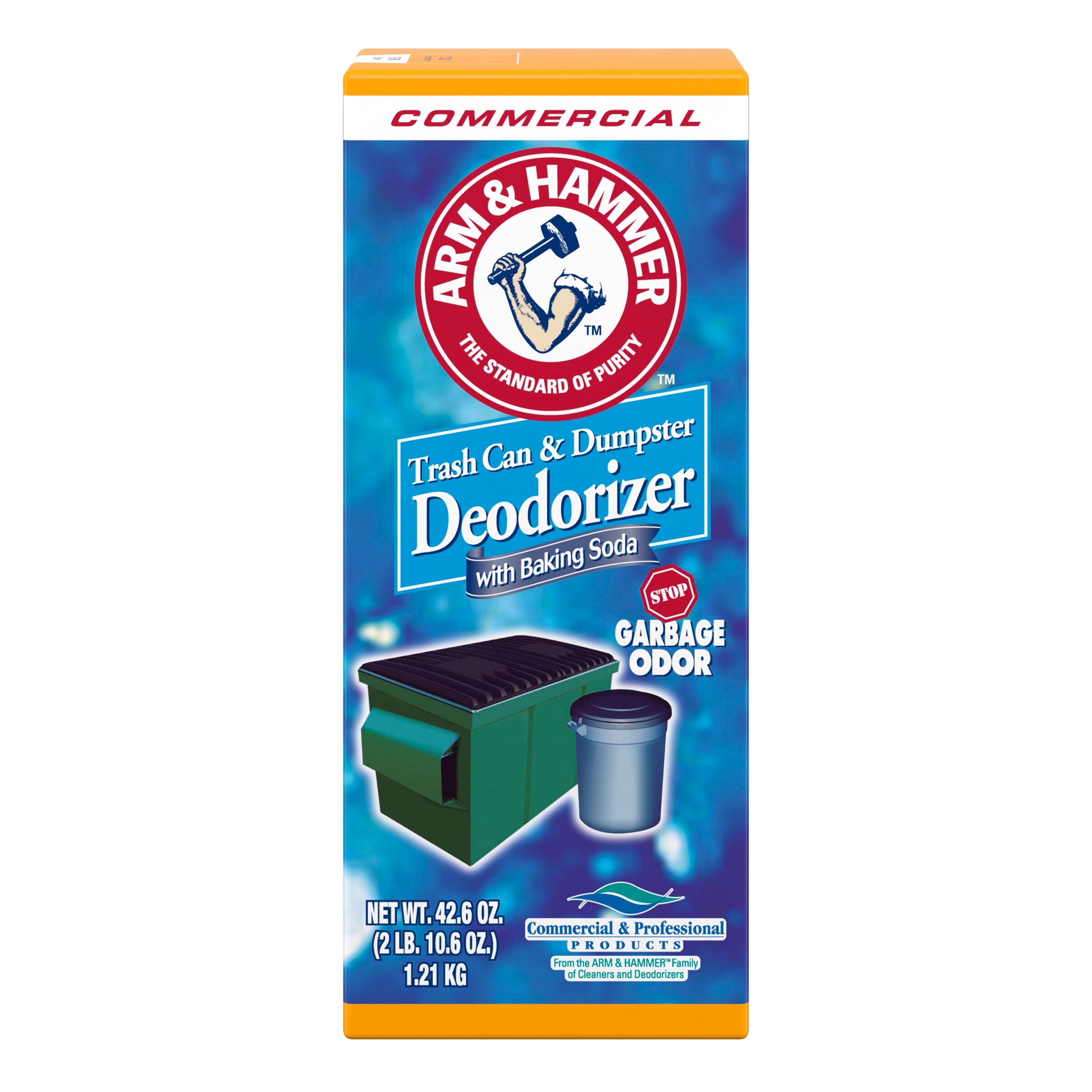 Arm & Hammer - Trash Can & Dumpster Deodorizer W/Baking Soda, Powder, 42.6oz - Case of 9