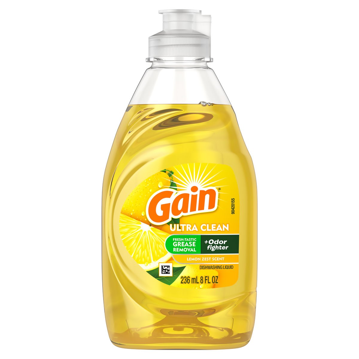 Gain - Ultra Dishwashing Liquid Dish Soap, Lemon Zest Scent, 8oz - Case of 12