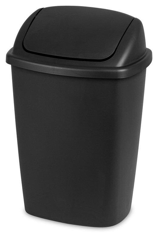 Sterilite 1068 - 7.5 Gal. SwingTop Wastebasket, Black - Case of 6