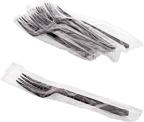 Individually Wrapped Black Heavy Weight Plastic Fork - Case of 1000