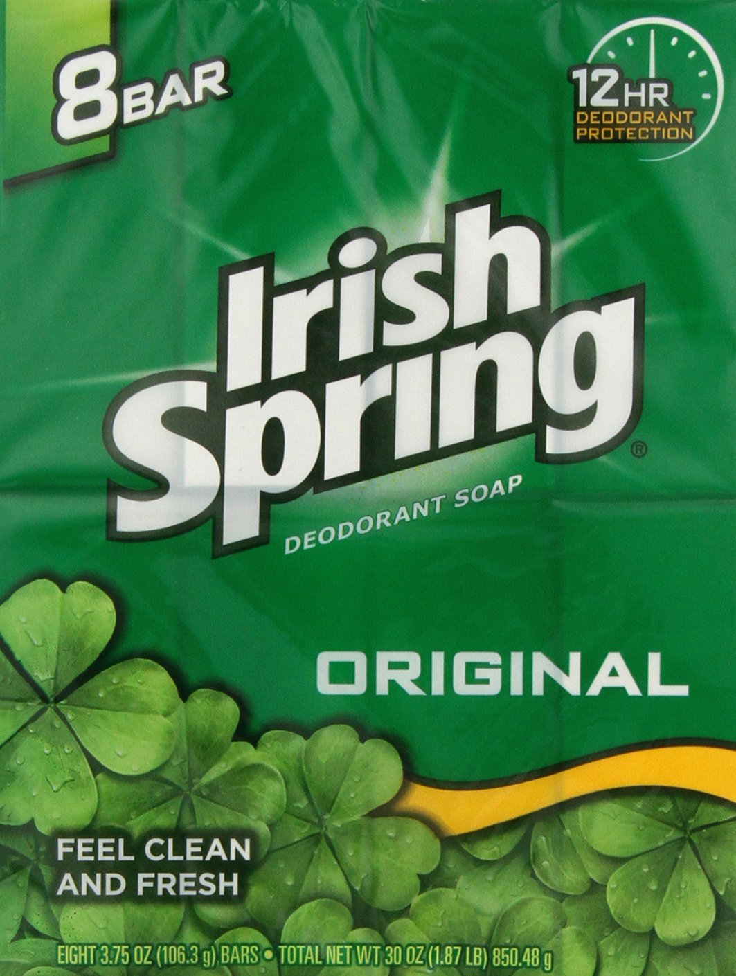 Deodorant Soap Bar Irish Spring Original 3.75oz- 8 Pack - Case of 9 Packs 114476