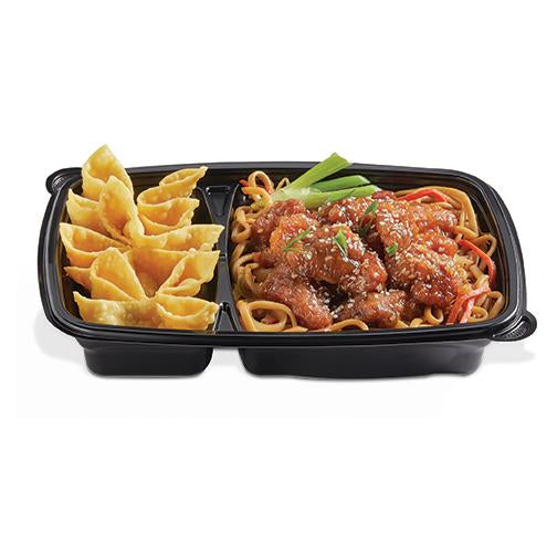 Food Container Rectangle 2 Compartment Black - Case of 200 - CH3-2 101211