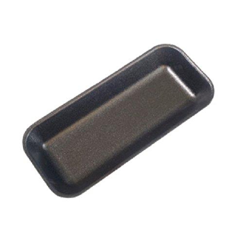 Plastifar 12234 - (#1.5) 8.38" x 3.94" x 1.1" Foam Meat Tray, Charcoal - Case of 1000