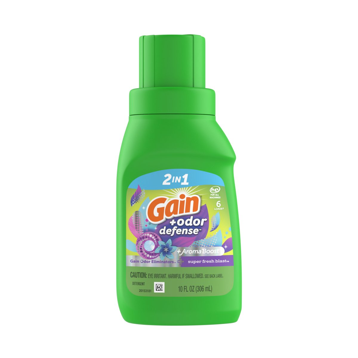 Liquid Laundry Detergent + Odor Defense 10oz, Super Fresh Blast Scent - Case of 12