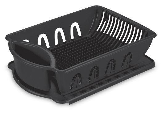 Sterilite 0641 - Large 2 Piece Sink Set, Black - Case of 6