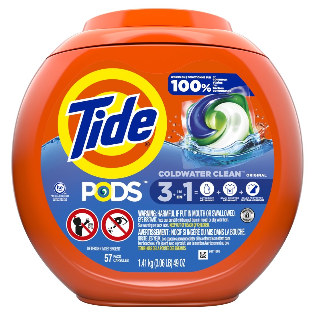 Tide - PODS HE Compatible Liquid Laundry Detergent Soap Pacs 57 Count, Original - Case of 4