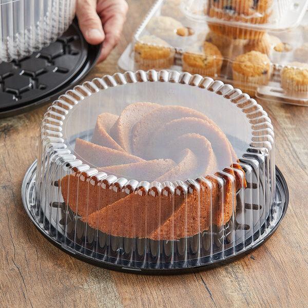 Cake Container Combo 9" Round Base w/3.5" Panel Dome Lid - Case of 100 - 5F035-PD-C