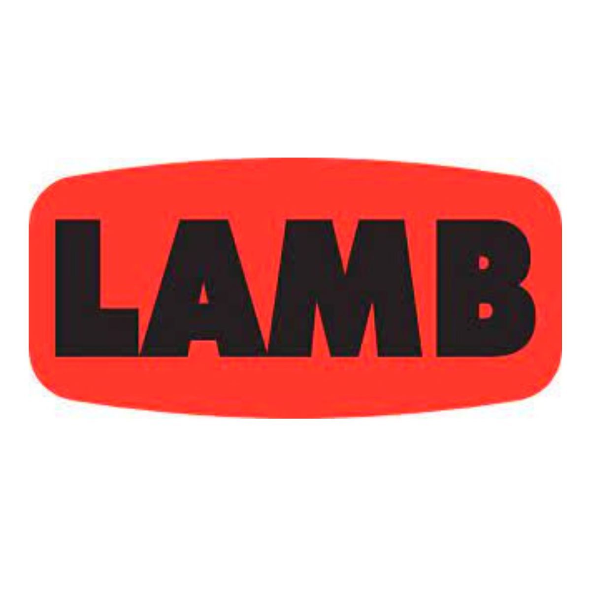 Bollin Label 12134 - Lamb Short Oval Black on Red - Roll of 1000