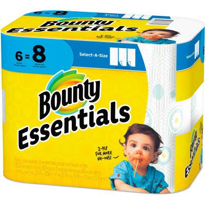 Bounty - Essentials Select-A-Size Paper Towels, 2-Ply White 83 Sheets Per Roll - Pack of 6