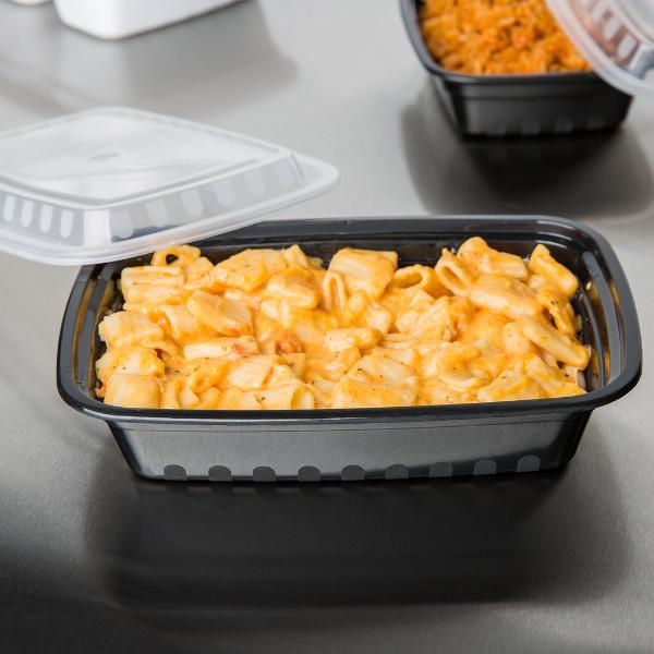 AFS - Food Container Rectangular 32oz 9.15" x 7.25" x 2" Black Combo - Case of 150