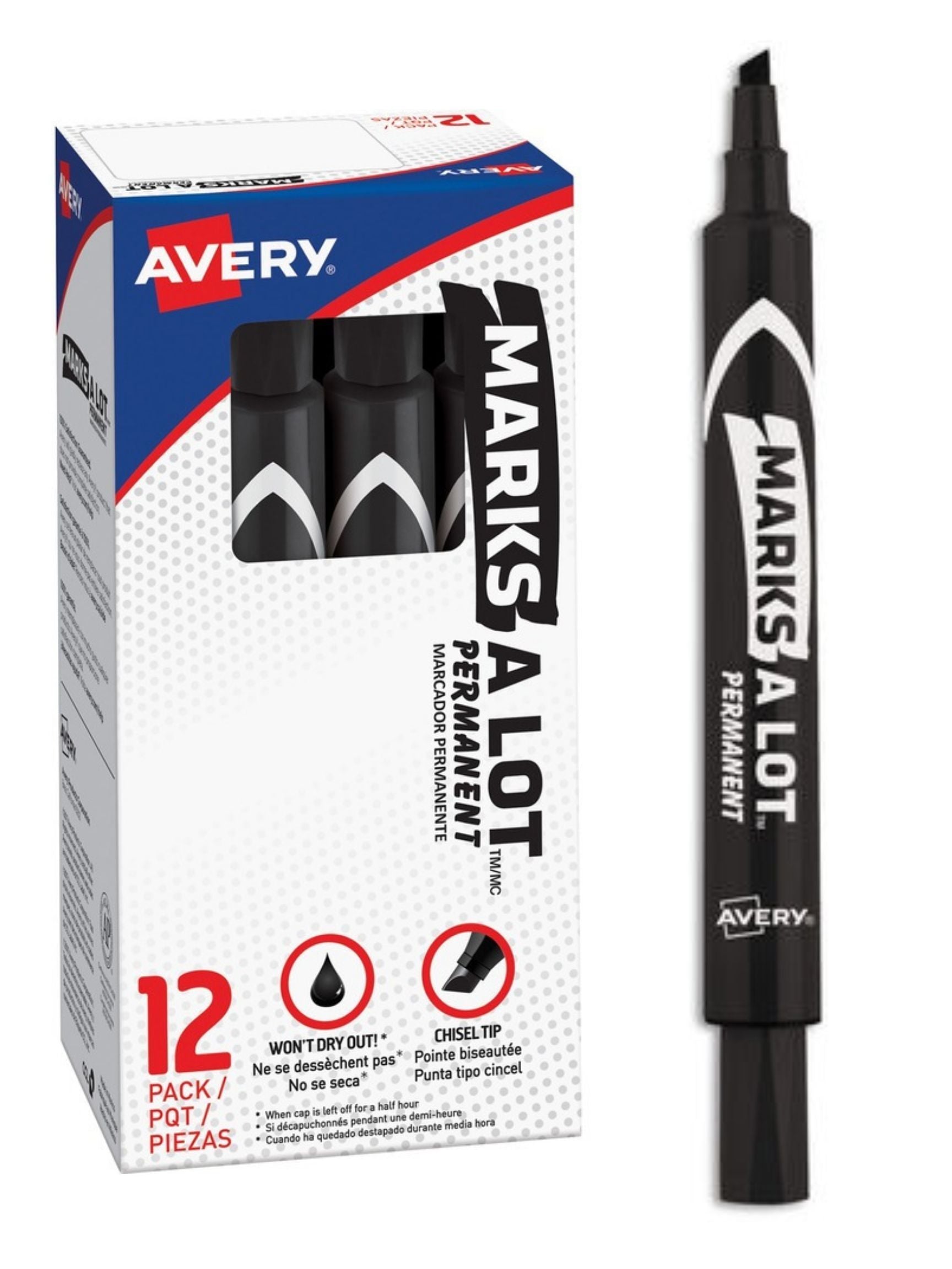 Avery - MARKS A LOT Regular Desk-Style Permanent Marker, Broad Chisel ...