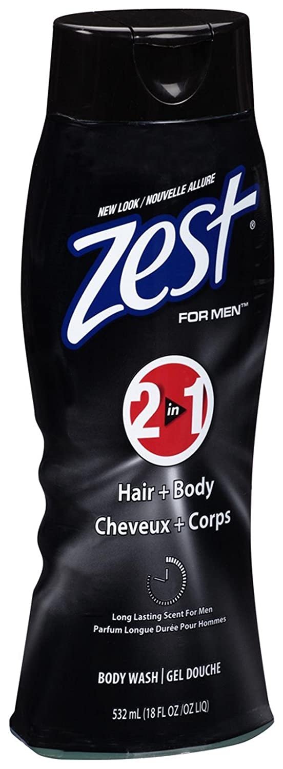 Zest 2 in 1 Hair & Body Wash for Men, 18oz - Case of 6