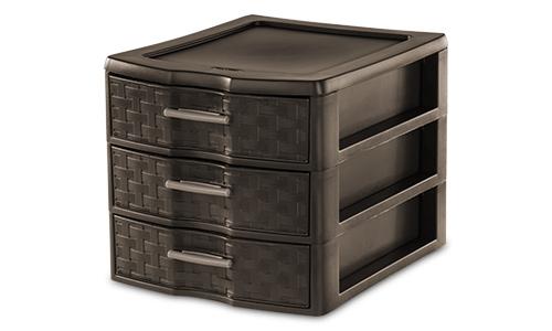 Sterilite 2343 - Medium Weave 3 Drawer Unit, Espresso - Case of 4