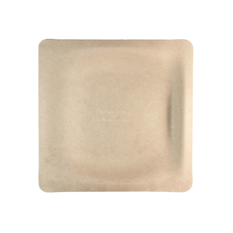 World Centric SQ-SC-7-LFS 7-inch unbleached fiber square plate
