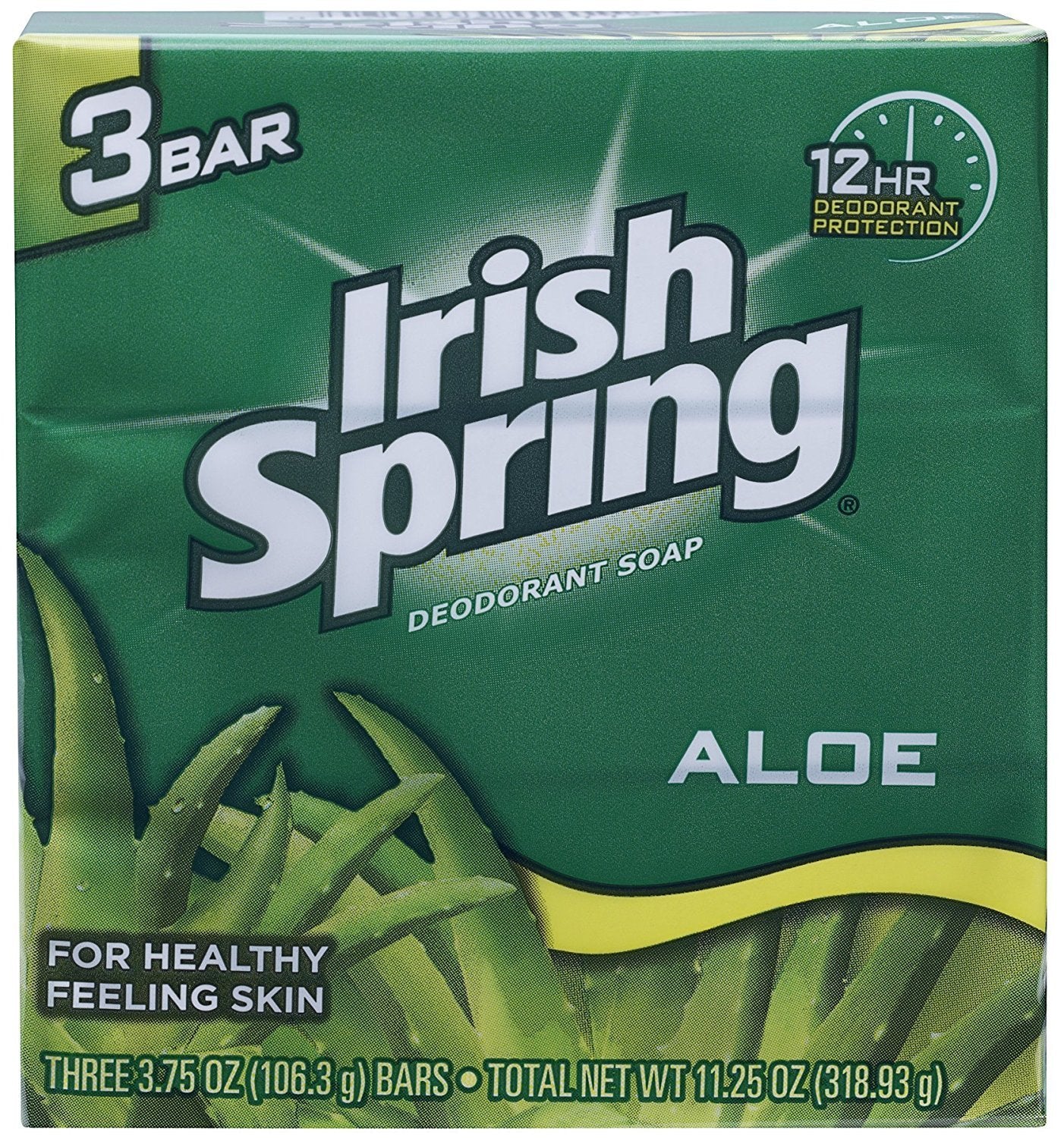 Deodorant Bar Soap Irish Spring Aloe 3.75oz- 3 Pack - Case of 18 Packs 114178