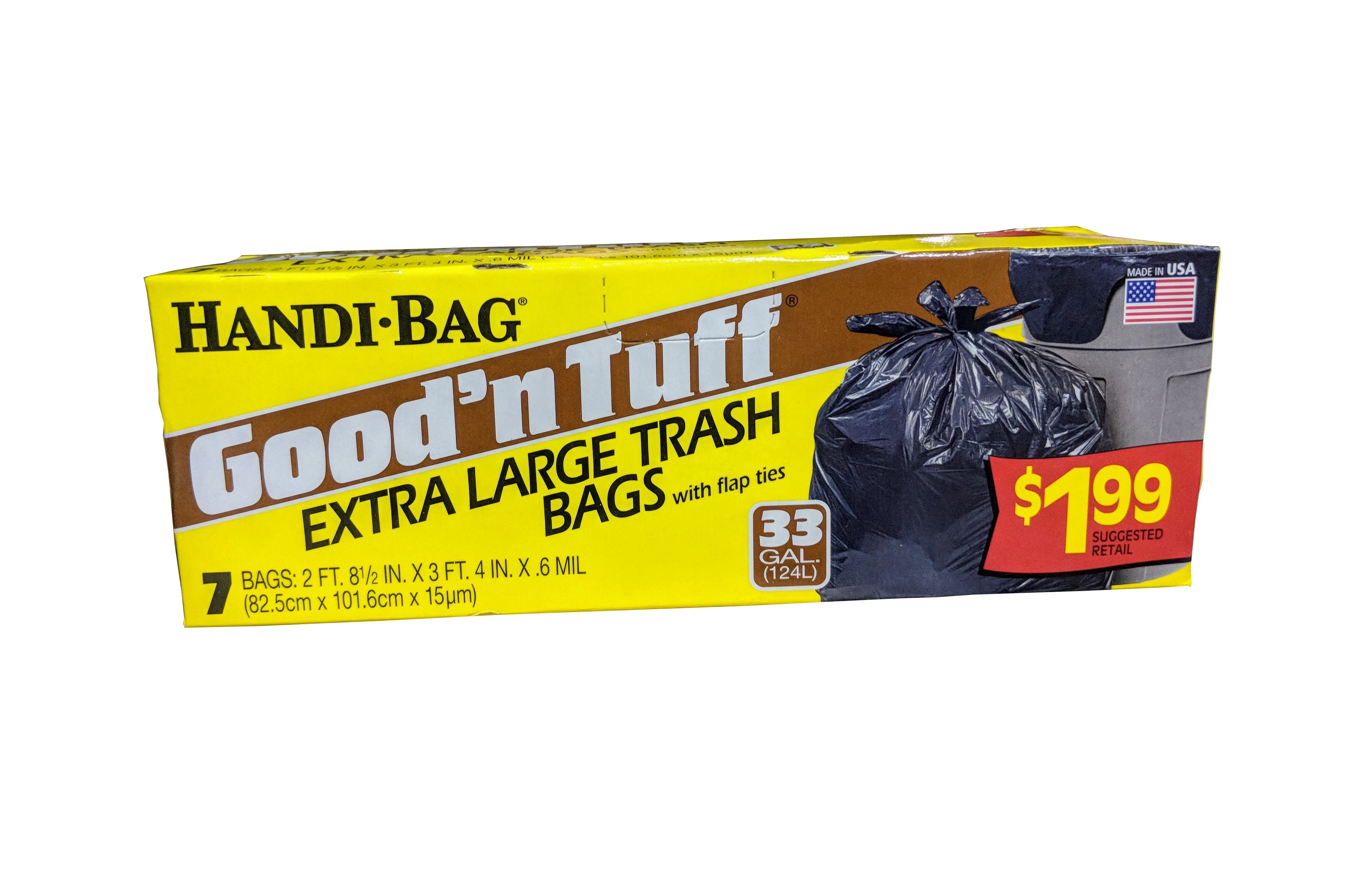 Good'n Tuff - Extra Large Trash Bags, 33 Gallon, Flap-Ties, 7 Pack - Case of 12