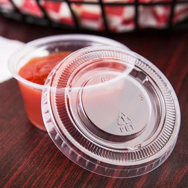 Dart PL4N - 4oz PET Plastic Soufflé Cup Lid, Clear - Case of 2500