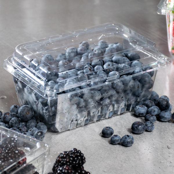 AFS - Plastic Hinged Fruit Container 7"x5"x2", Vented - Case of 200