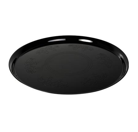 Fineline HR0018 - 18" Angled High Rim Black Plastic Catering Tray - Case of 25