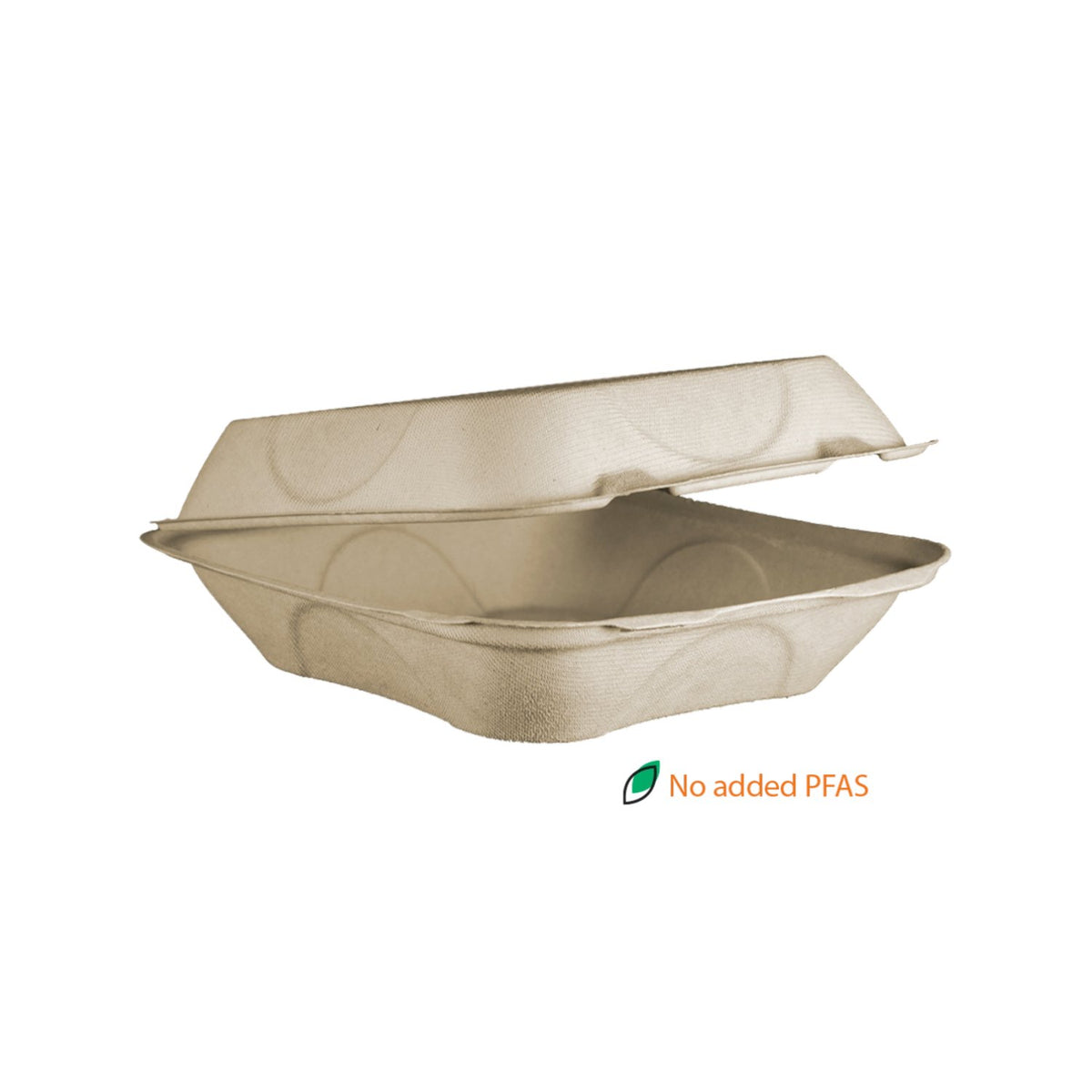 World Centric TO-SC-U85-3L-LF 8 x 8 x 3 inch lined compostable fiber clamshell