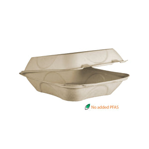 World Centric TO-SC-U85-3L-LF 8 x 8 x 3 inch lined compostable fiber clamshell