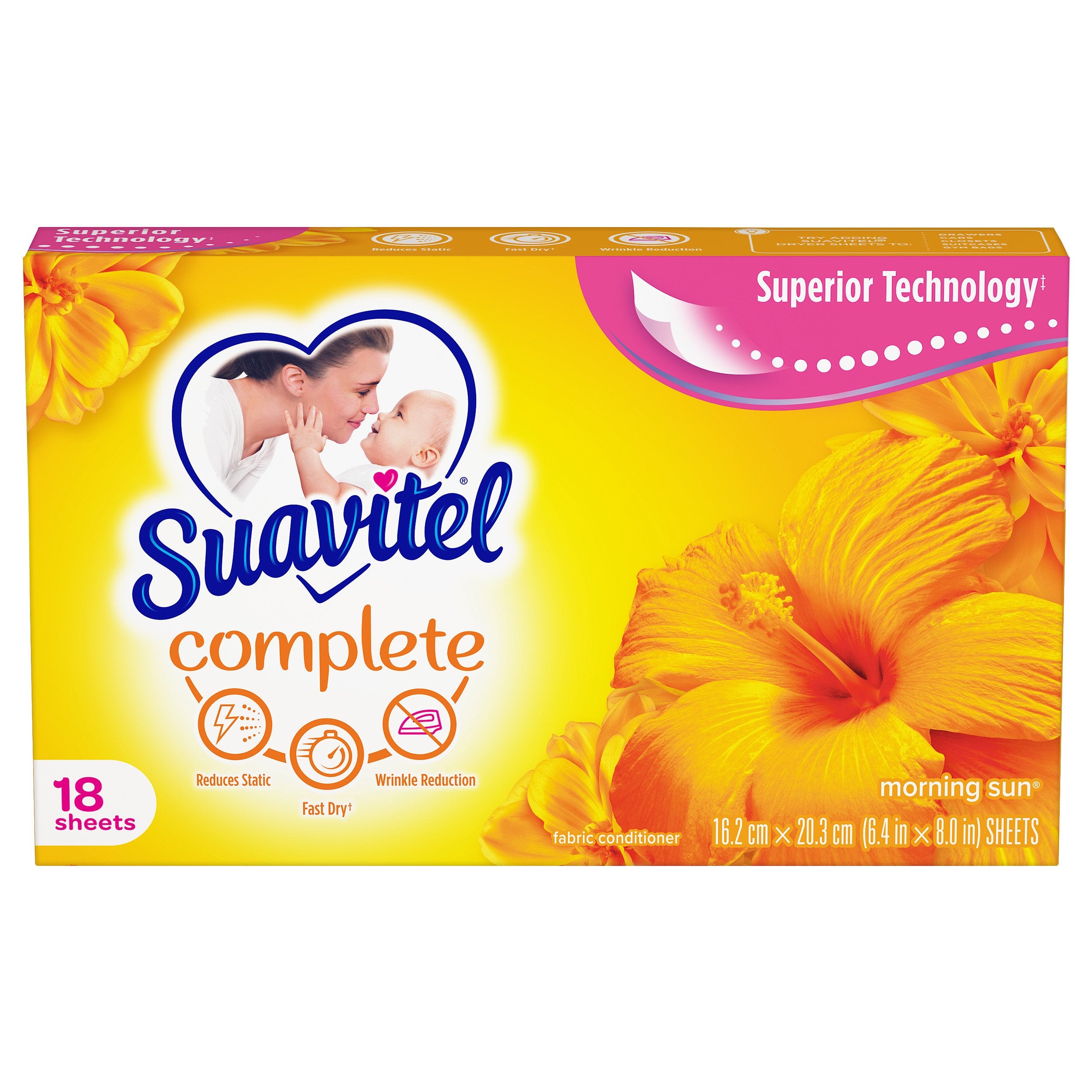 Suavitel - Complete Dryer Sheets 18 Count, Morning Sun - Case of 15