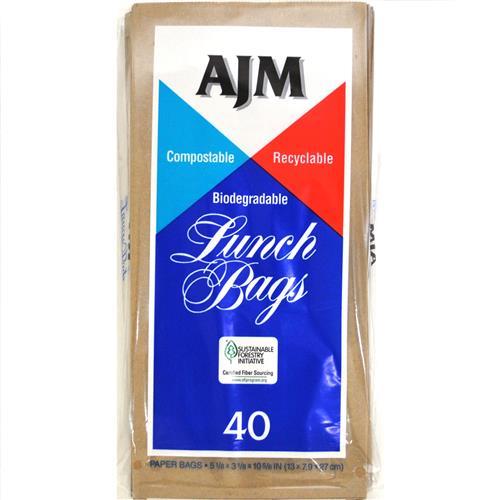 AJM - Brown Lunch Bag, 40 Pack - Case of 30