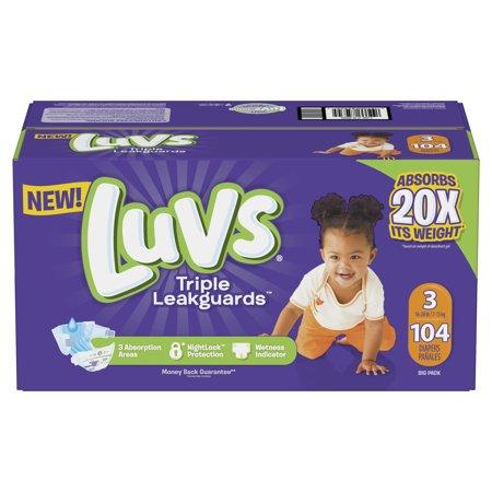 Luvs Baby Diapers Leakguards Size 3 104Ct