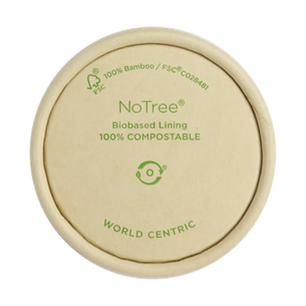 World Centric SFL-NT-2 2 oz NoTree paper portion cup lid, empty product on transparent background