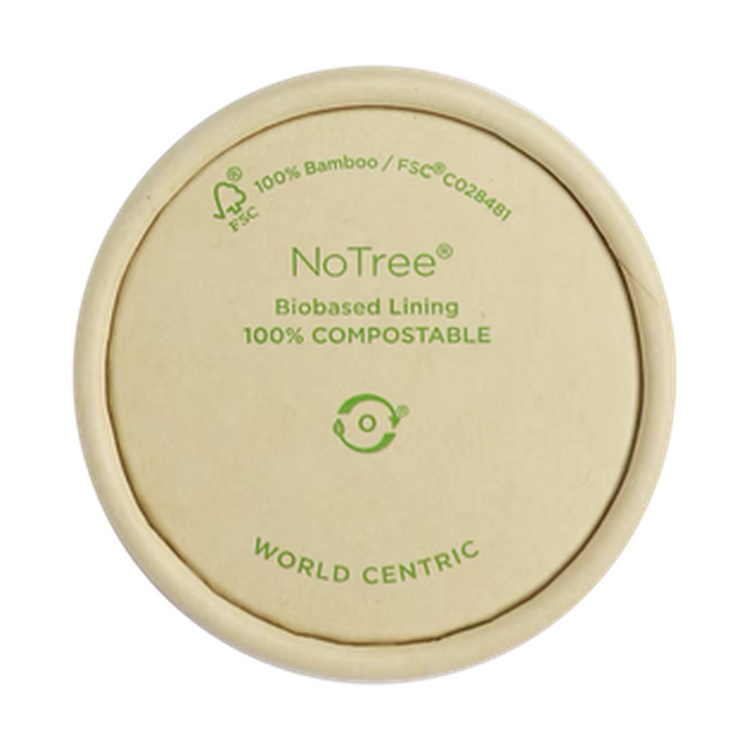 World Centric SFL-NT-2 2 oz NoTree paper portion cup lid, empty product on transparent background
