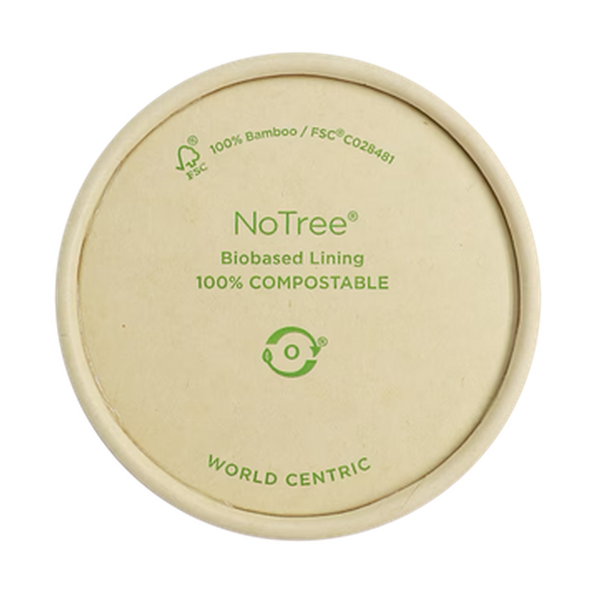 World Centric SFL-NT-4 4 oz NoTree paper portion cup lid, empty product on transparent background