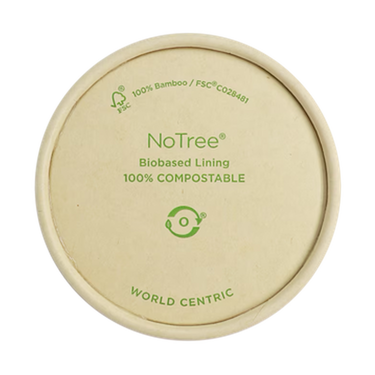 World Centric SFL-NT-4 4 oz NoTree paper portion cup lid, empty product on transparent background