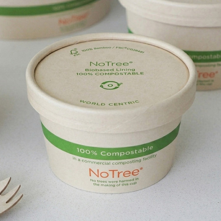 World Centric SFL-NT-4 lid fitted on a 4 oz NoTree portion cup