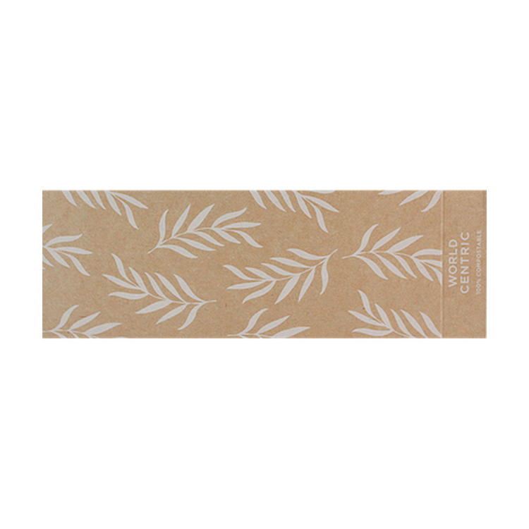 World Centric SL-PA-CT2 FSC paper sleeve for 20 to 32 oz takeout boxes, empty product on transparent background