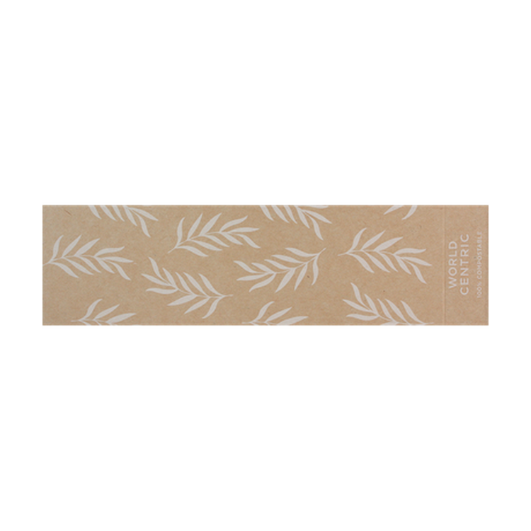 World Centric SL-PA-CT3 FSC paper sleeve for 48 oz takeout boxes, empty product on transparent background