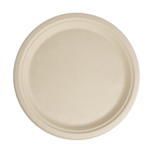 World Centric 10-inch unbleached plant-fiber round plate, empty product view