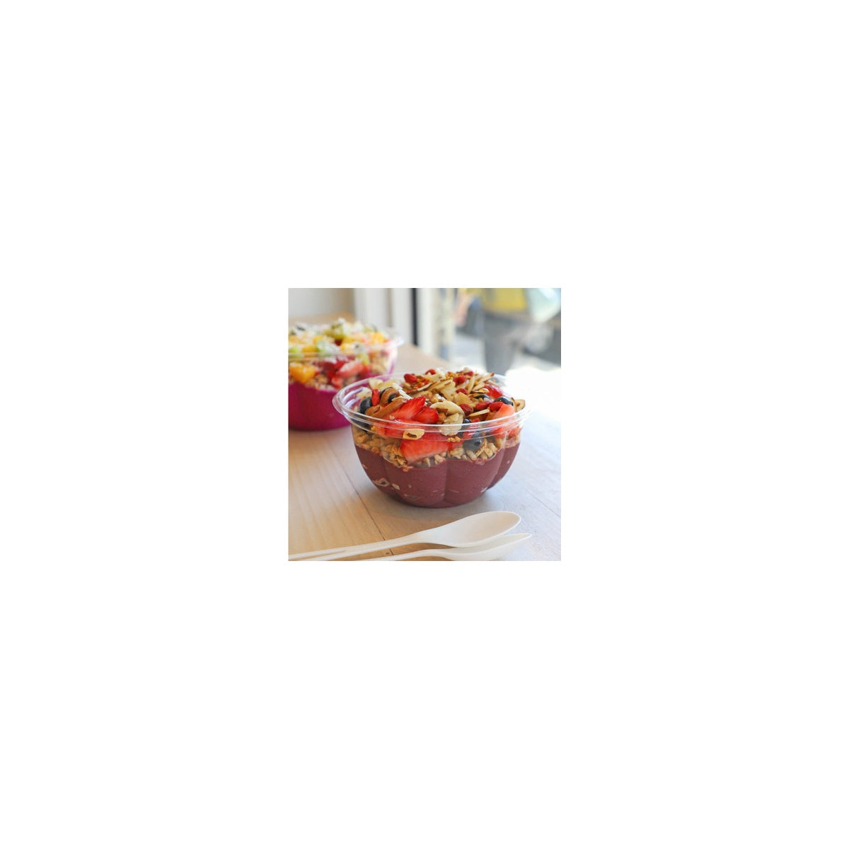 World Centric 16-ounce clear PLA salad bowl serving cold food