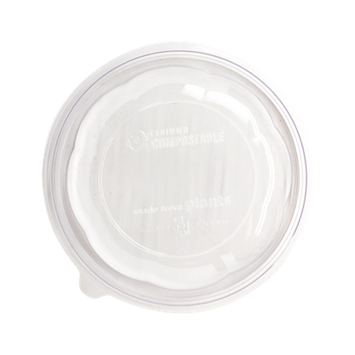 World Centric clear PLA dome lid for 16 oz salad bowl, empty product view