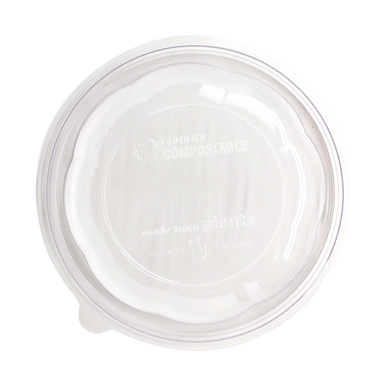 World Centric manufacturer product image of clear PLA dome lid for 16 oz salad bowl