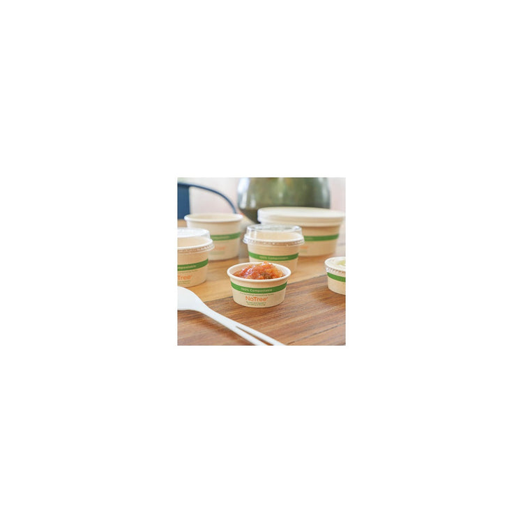 World Centric 2-ounce NoTree paper portion cups serving condiments