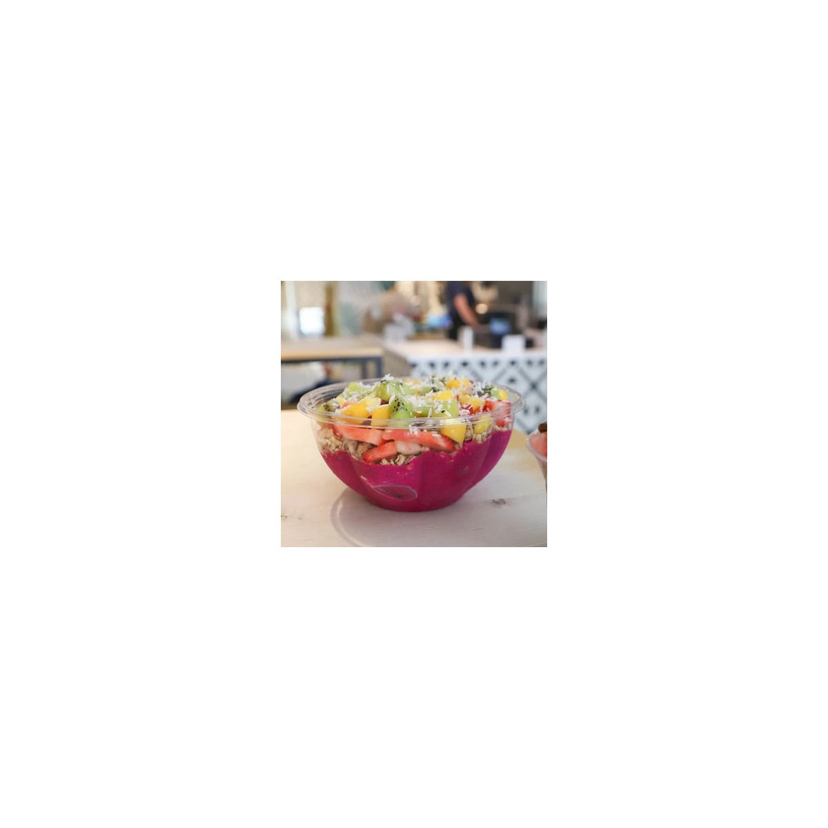 World Centric 24-ounce clear PLA salad bowl serving cold food