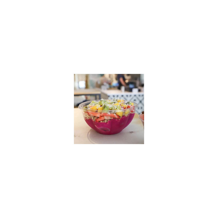 World Centric 24-ounce clear PLA salad bowl serving cold food
