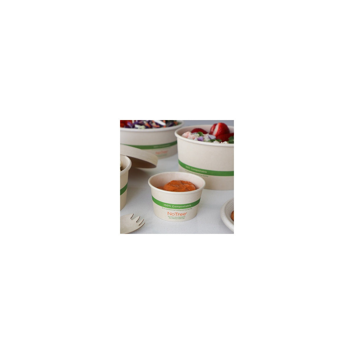 World Centric 4-ounce NoTree paper portion cups serving condiments